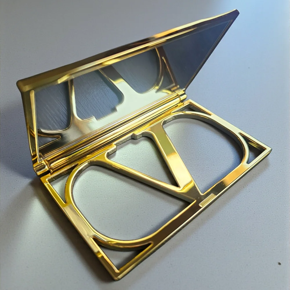 Valentino Gold V-Logo Travel Compact Mirror NEW GWP